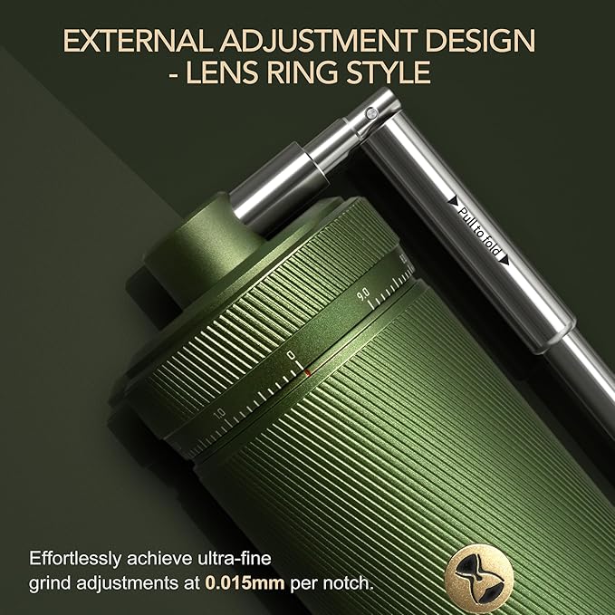 Timemore S3 Manual Coffee Grinder - External Adjustment with Stainless Steel Patented Burr | Hand Coffee Grinder Hign Presicion | Premium Timemore Grinder Chestnut S3, Green