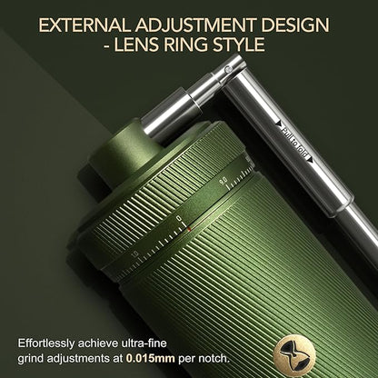 Timemore S3 Manual Coffee Grinder - External Adjustment with Stainless Steel Patented Burr | Hand Coffee Grinder Hign Presicion | Premium Timemore Grinder Chestnut S3, Green