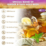 Load image into Gallery viewer, FreshDrinkUS, Premium 35 Ginger Tulsi Tea Bags, 100% Natural, Hand-made Blend of Ginger and Tulsi Holy Basil Leaves, Eco-conscious Tea Bags. Herbal Tea. No Sugar, No Caffeine, Vegan.