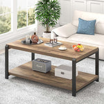 Load image into Gallery viewer, EXCEFUR Modern Coffee Table, Rustic Wood and Metal Center Table for Living Room, Industrial Rectangle Cocktail Tea Table with Storage, Oak