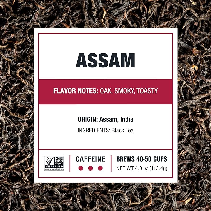 Tiesta Tea - Assam Black Tea, Loose Leaf, Single Origin Premium Black from India, High Caffeinated, Make Hot or Iced & Brews Up to 50 Cups, Pure Unblended, 4oz Refillable Tin