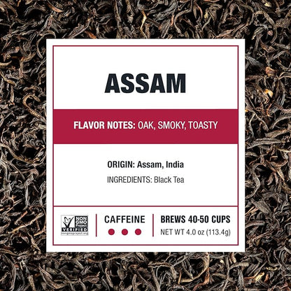 Tiesta Tea - Assam Black Tea, Loose Leaf, Single Origin Premium Black from India, High Caffeinated, Make Hot or Iced & Brews Up to 50 Cups, Pure Unblended, 4oz Refillable Tin