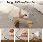 Load image into Gallery viewer, Noguchi Triangle Glass Coffee Table with Solid Wood Base, Vintage Clear Glass Top Modern Design for Living Room, Patio, Study, Light Walnut