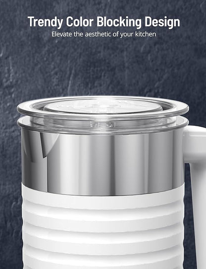 Milk Frother and Steamer, Airyoyo 4-in-1 Milk Frother,Electric Milk Frother Hot& Cold Foam Temperature Control, Auto Shut-Off Frother for Coffee Latte