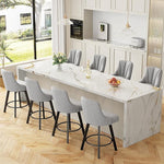 Load image into Gallery viewer, Swivel Bar Stools with Backs, 24" Counter Height Bar Stools Set of 8, Fabric Upholstered Counter Barstools with Solid Wood Legs for Kitchen Island, Home Bar, Light Gray