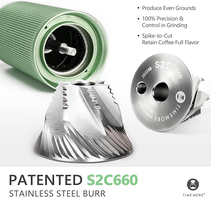 TIMEMORE Manual Coffee Grinder Chestnut C3 ESP Pro, Hand Coffee Grinder, Stainless Steel S2C Conical Burr Coffee Grinder with Foldable Handle, Adjustable Grind Setting for Espresso - Green