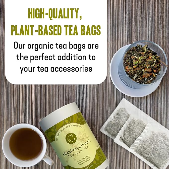 High‑Polyphenol Ashitaba Tea Blend – Demeter Certified Biodynamic U.S. Organic Ashitaba,Sencha Green Tea, with Elderberry & Olive Leaf – 20 Compostable Bags – Perfect for Detox, Metabolic Support