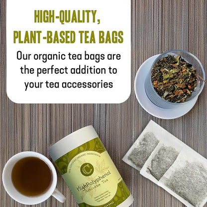 High‑Polyphenol Ashitaba Tea Blend – Demeter Certified Biodynamic U.S. Organic Ashitaba,Sencha Green Tea, with Elderberry & Olive Leaf – 20 Compostable Bags – Perfect for Detox, Metabolic Support