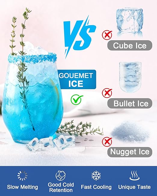 Commercial Gourmet Ice Maker, 120Lbs/24H Spray Ice Machine with 55Lbs Storage, Self-Cleaning & Adjustable Ice Thickness, Stainless Steel Freestanding Under Counter for Crystal Clear Nugget Ice Making
