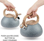 Load image into Gallery viewer, s-p Whistling Tea Kettle Stainless Steel Teapot,Teakettle for Stovetop Induction Stove Top,Fast Boiling Heat Water Tea Pot 2.2 Quart(Gray)