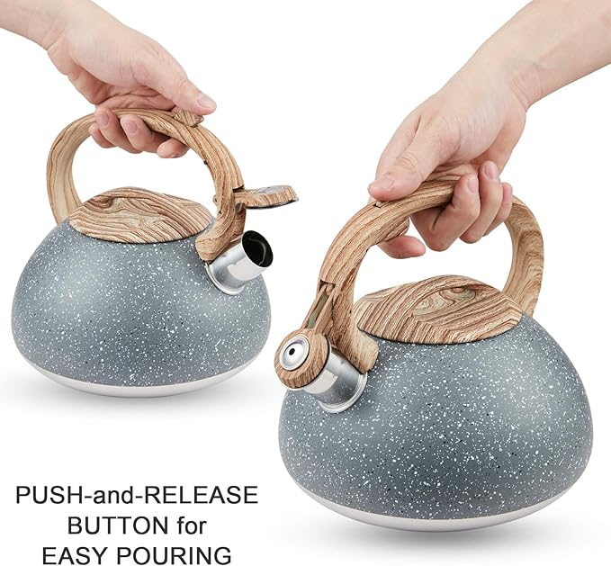 s-p Whistling Tea Kettle Stainless Steel Teapot,Teakettle for Stovetop Induction Stove Top,Fast Boiling Heat Water Tea Pot 2.2 Quart(Gray)