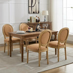 Load image into Gallery viewer, French Country Dining Chairs Set of 6, Amber Round Back Dining Chairs with Linen Upholstered Seat, Solid Wood Legs, Farmhouse Kitchen &amp; Dining Room Chairs, Sillas De Comedor (Amber, 6Pcs)