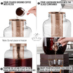 Load image into Gallery viewer, Zulay Kitchen 1 Gallon Cold Brew Coffee Maker - Large Iced Tea &amp; Cold Brew Pitcher with Extra-Thick Glass &amp; Stainless Steel Infuser - Drink &amp; Beverage Dispenser Jar with Airtight Lid &amp; Spout Rose Gold