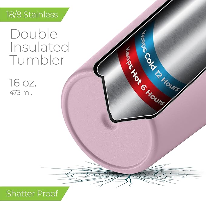 SIPX™ Triple-Insulated Tumblers - 16oz. Premium Modern Tumbler With Lid, insulated Cup Keeps Hot For 6 Hours, Stainless Steel Tumbler Made Of Sustainable Material, Coffee Travel Mug For Home & Office