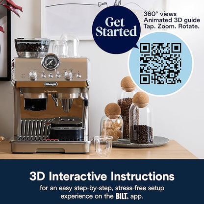 De'Longhi La Specialista Arte Evo Espresso Machine - Compact Cold Brew Coffee Maker with Grinder, Milk Steam Wand/Frother & Tamping Tools - Home Barista Kit for Lattes, Cappuccinos, Iced Coffee