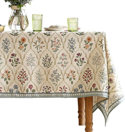 Designer Linen Extra Long Rectangle Tablecloth,Western Colorful Floral Indoor Table Cloth,Wrinkle Resistant Decor Tablecloths for Dining Thanksgiving Kitchen,63"*110"-Serenity B