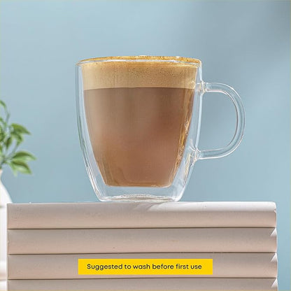 JoyJolt Savor Double Wall Insulated Glasses - Coffee Mugs (Set of 2) - 13.5-Ounces