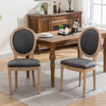 Load image into Gallery viewer, Vintage French Country Dining Chairs Set of 2, Linen Fabric Dining Chair with Solid Wood Legs, Grey Upholstered Dining Chairs, Sillas para Comedor, Kitchen &amp; Dining Room Chair (Gray, Linen, 2Pcs)