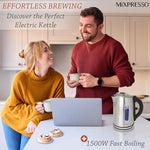 Load image into Gallery viewer, Mixpresso Stainless Steel Electric Kettle, Cordless 1.7L Electric Kettle Temperature Control,1500W Electric Tea Kettle with Viewing Window 2 Hr Keep Warm, Water Boiler with Auto-Off, Boil-Dry System