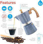 Load image into Gallery viewer, GROSCHE Milano Moka pot, Stovetop Espresso maker, Greca Coffee Maker, Stovetop coffee maker and espresso maker percolator (Indigo, 9 cup)