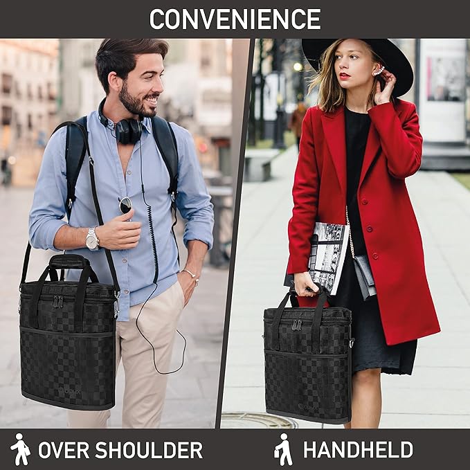 OPUX 3 Bottle Wine Carrier Tote, Insulated Leakproof Wine Cooler Bag, Wine Travel Bag Tote for Picnic BYOB Beach, Portable Wine Bottle Carrying Case, Gift for Wine Lover Women Men Christmas
