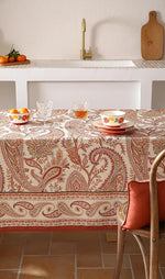 Load image into Gallery viewer, Designer French Red Tablecloth Rectangular,Fall Linen Table Cloth with Cashew Pattern,Stain Proof Decor Tablecloths for Dining Thanksgiving Kitchen Christmas,55"*79"-Chauffrey D
