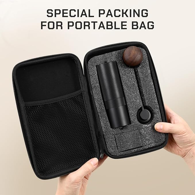 MAVO Manual Coffee Grinder, Wizard Hand Coffee Grinder, Capacity 25g with CNC Stainless Steel Hexagonal Conical Burr, Adjustable Setting, Burr Coffee Bean Grinder for French Press, Pour Over, Silver