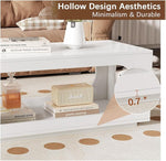 Load image into Gallery viewer, 43" White Led Coffee Table for Living Room, Modern Living Room Table Rectangular Contemporary Center Table with Storage, Wooden Coffee Tables with LED Lights for Dining Reception Room