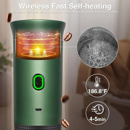 Portable Electric Espresso Machine, Portable Coffee Maker for Travel, Self-Heating Car Espresso Maker, Compatible with Ground Coffee & NS Capsule for Camping, RV, Travel, Office