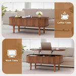 Load image into Gallery viewer, Fluted Lift Top Coffee Table with Hidden Compartment, Fully Assembled Wooden Center Table, Modern Oval Lift Tabletop for Home Living Room Office, Walnut
