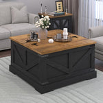 Load image into Gallery viewer, Farmhouse Coffee Table with Hidden Storage Compartment, Black Square Coffee Table for Living Room, Wood Center Table with Hinged Lifting Tabletop for Home