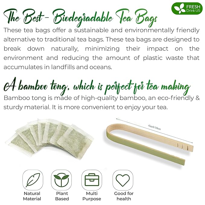 FreshDrinkUS Premium Sage Leaf Tea Bags, 100% Natural & Pure. Loose Leaf Herbal Tea. Made with Natural Material Tea Bags. No Sugar, No Caffeine, No Gluten, Vegan