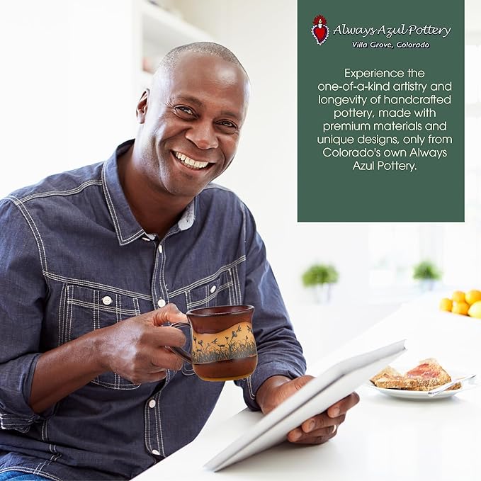 ALWAYS AZUL POTTERY Bear Claw 14 Oz. Mug in Real Red Glaze - Handmade Ceramic Coffee Mug - Stylish and Unique Handcrafted Artistic Drinkware - Polished Clay Cups, Great for Coffee, Tea, & Art Lovers