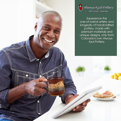 ALWAYS AZUL POTTERY Bear Claw 14 Oz. Mug in Real Red Glaze - Handmade Ceramic Coffee Mug - Stylish and Unique Handcrafted Artistic Drinkware - Polished Clay Cups, Great for Coffee, Tea, & Art Lovers