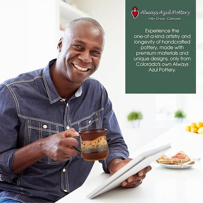 ALWAYS AZUL POTTERY Bearwrap 14 Oz. Mug in Seamist Glaze - Handmade Ceramic Coffee Mug - Stylish and Unique Handcrafted Artistic Drinkware - Polished Clay Cups, Great for Coffee, Tea, and Art Lovers