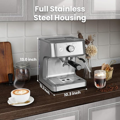 Gevi 58mm Commercial Grade Espresso Machine with PID Temp Control, Adjustable Shot/Temp, Powerful Steam Wand & Barista Kit - Ideal for Home & Café (EzBru 1000)