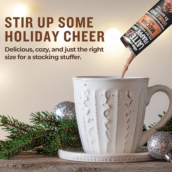 The Frozen Bean Mocha Frappe & Latte Instant Mix (20 Sticks), Made with Arabica Coffee, Double Shot Caffeine, Low Sugar & Premium Ingredients, Hot, Iced, or Blended Drinks