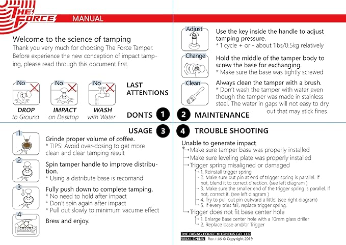 The Force Tamper Automatic Impact Coffee Tamper Adjustable Const Pressure and Autoleveling Extend Set New (Jelly-Black Mirror AL, 53.50mm)