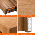 Load image into Gallery viewer, LED Coffee Table for Living Room, 2-Tier Living Room Table Square Center Table, Modern Coffee Tables with Storage, Middle Wooden Tea Tables for Home Office (Walnut)