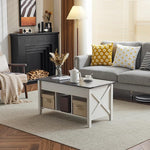 Load image into Gallery viewer, VINGLI Lift Top Coffee Table, Charcoal Top with White Frame, Farmhouse Cross-Sided Design, with Storage Shelf/Hidden Compartment, Gas Lift Mesa De Centro para Sala Pop Up Coffee Table