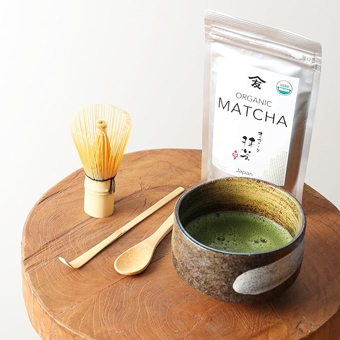TOMOSAN Japanese Organic Matcha - Authentically Japanese Uji Kyoto Origin, Traditional Stone Milled Green Tea Powder, 100g/3.5oz