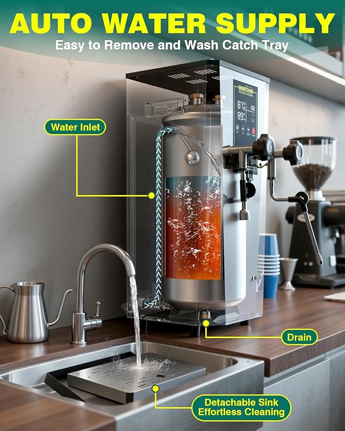 WantJoin 2000W Commercial Milk Frother & Beverage Warmer - Professional Milk Steamer Machine with LED Display Panel for Latte, Cappuccino, Coffee, Hot Chocolate and Milk Tea, Perfect for Cafes & Home