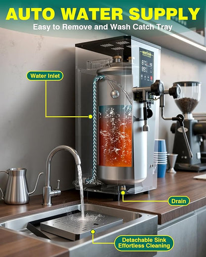 WantJoin 2000W Commercial Milk Frother & Beverage Warmer - Professional Milk Steamer Machine with LED Display Panel for Latte, Cappuccino, Coffee, Hot Chocolate and Milk Tea, Perfect for Cafes & Home