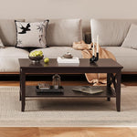 Load image into Gallery viewer, ChooChoo Oxford Coffee Table with Thicker Legs, Espresso Wood Coffee Table with Storage for Living Room 40 inches