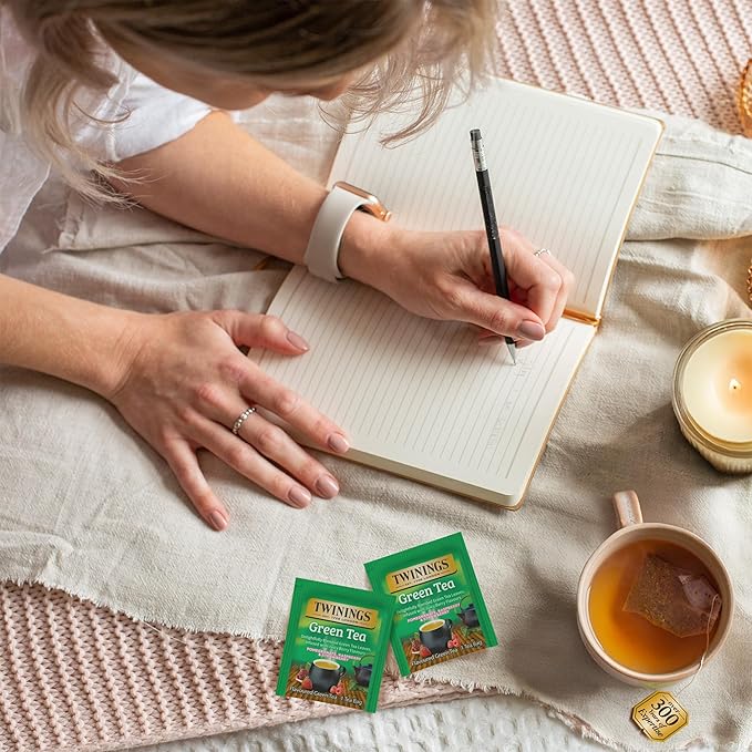 Twinings Green Tea with Pomegranate, Raspberry, & Strawberry Individually Wrapped Bags, 20 Count (Pack of 2), Caffeinated, Enjoy Hot or Iced, 20 Teabags