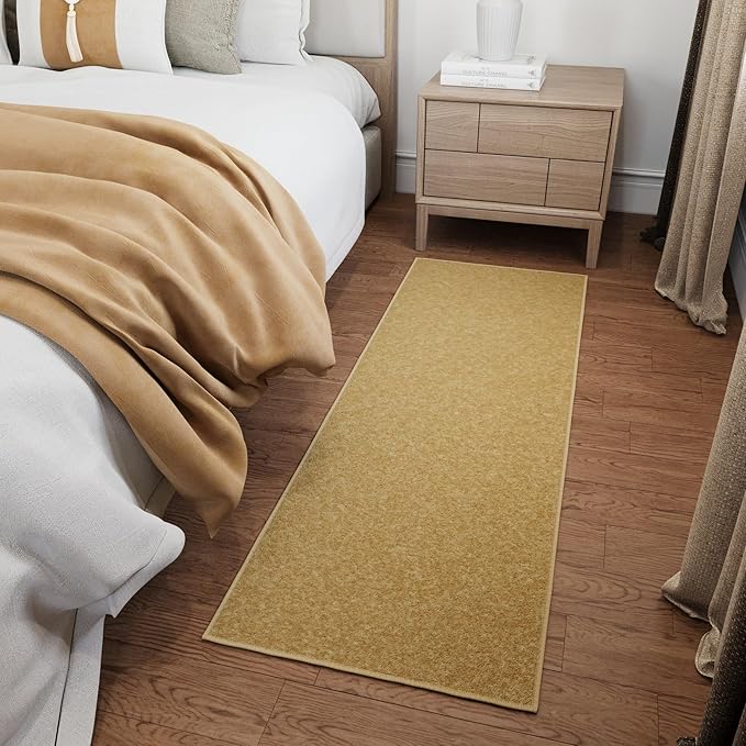 Ottomanson Hallway Runner Rug 20" x 59" Non Slip Solid Area Rugs Easy to Clean Laundry Rug Runner Durable & Pet Friendly Floor Carpet Runners for Hallways Entryway Living Room Kitchen, Beige