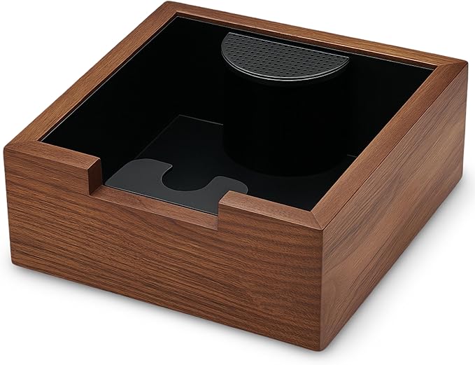 Wooden Espresso Knock Box Walnut Dump Bin for Coffee Grounds Disposal Durable, Shock-Absorbent Espresso Machine Accessories, Easy to Clean Tamping Station
