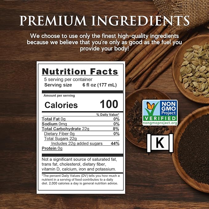 Third Street Inc. Super Concentrate Chai, 64 Fl. Oz., Black Tea Latte Concentrate, Strong and Balanced Tea Blend, Beverage Concentrate 10:1, Gluten Free, Kosher, Non-GMO