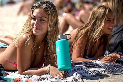 HYDRO CELL Stainless Steel Insulated Water Bottle with Straw - For Cold & Hot Drinks - Metal Vacuum Flask with Screw Cap and Modern Leakproof Sport Thermos for Adults (Teal 32oz)