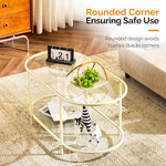 Load image into Gallery viewer, VINGLI 38" Glass Coffee Table, Oval Coffee Tables for Living Room, Small Coffe Table with 2-Tier Storage, Modern Center Table for Home Decor, Office, Small Space, Beige